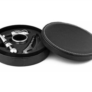 Caja de accesorios de vino, en cuero 058